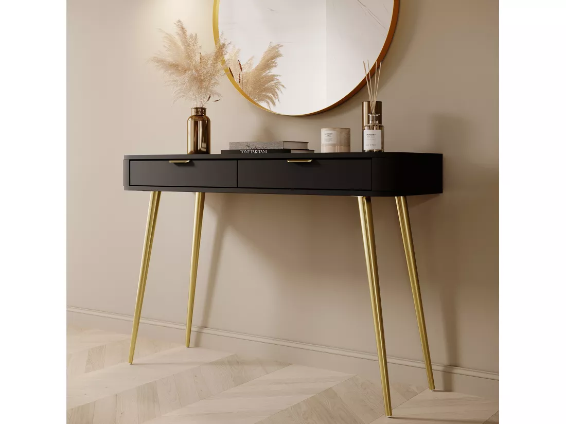 Coiffeuse avec tiroirs - 112 cm - noir - OVAL