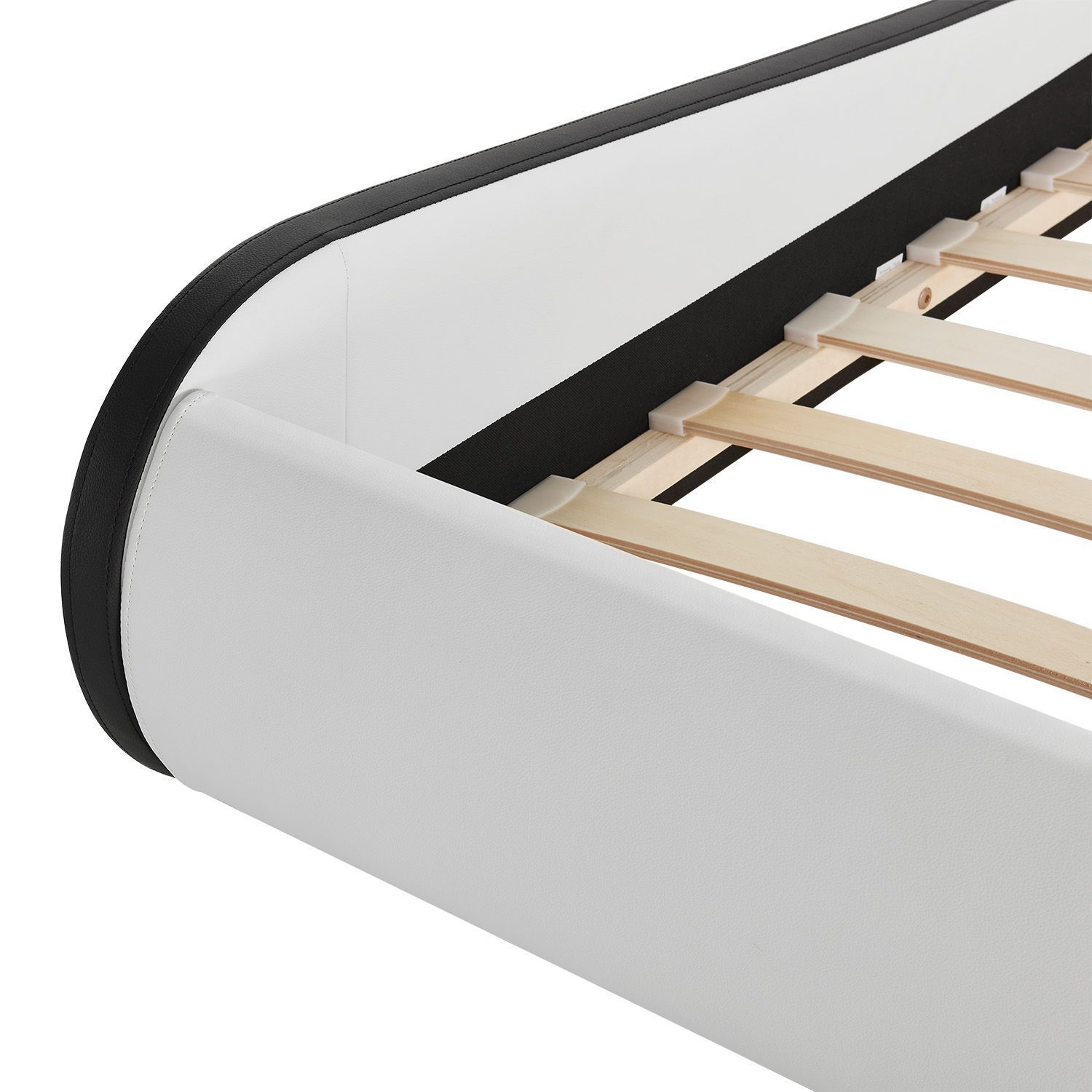 Juskys Polsterbett Bett Valencia 180 x 200 cm weiß mit Kaltschaummatratze Doppelbett mit LED