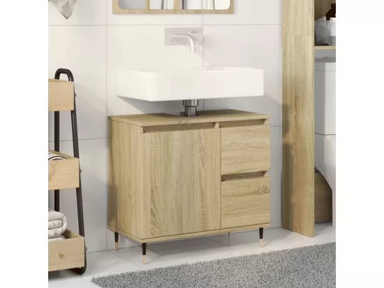 Armoire lavabo de salle de bain chêne sonoma bois d'ingénierie