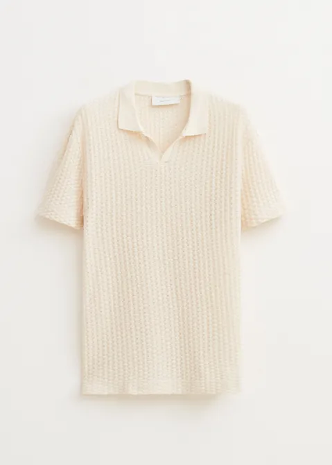 Johnny polo met structuur off-white (WIT.O)