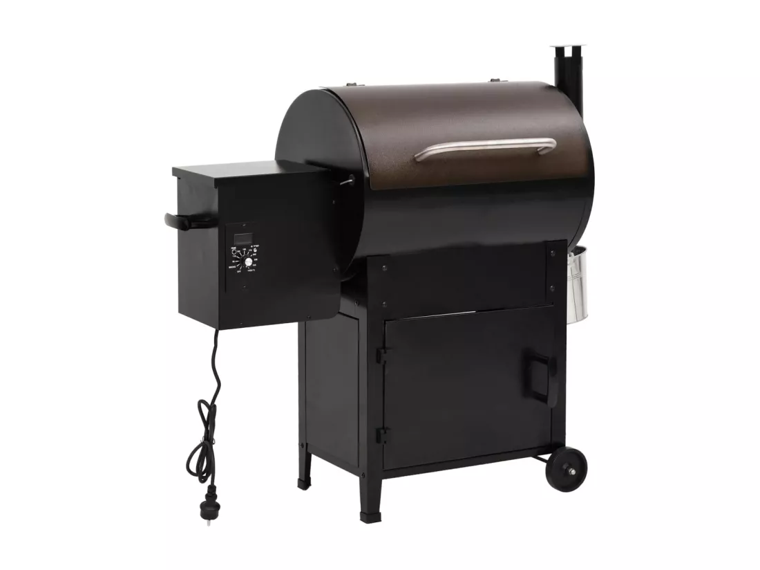 Gril à granulés avec cheminée noir 104 cm fer