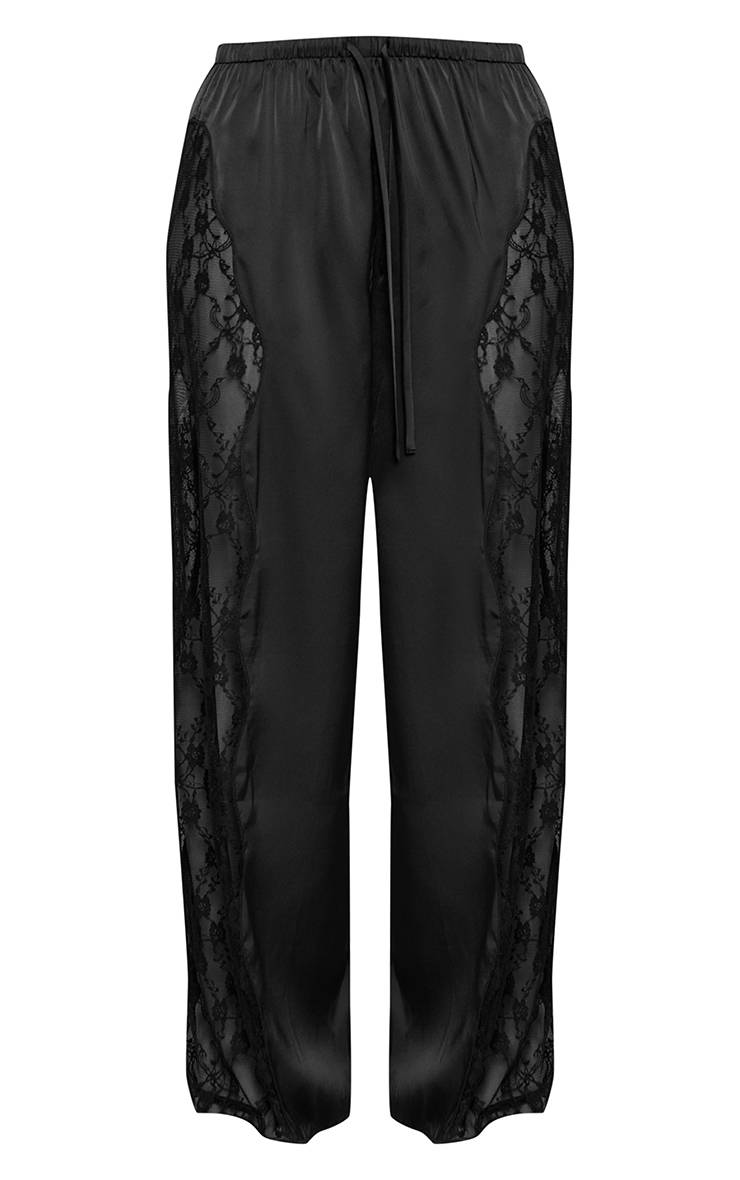 Noir Pantalon En Satin À Lacets Et Cordon De Serrage Petite