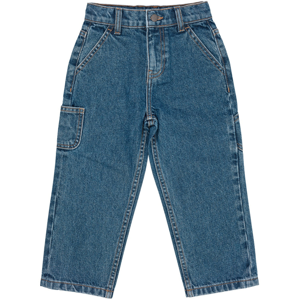Køb Copenhagen Colors Indigo Blue Washed Organic Pocket Jeans Wide Fit