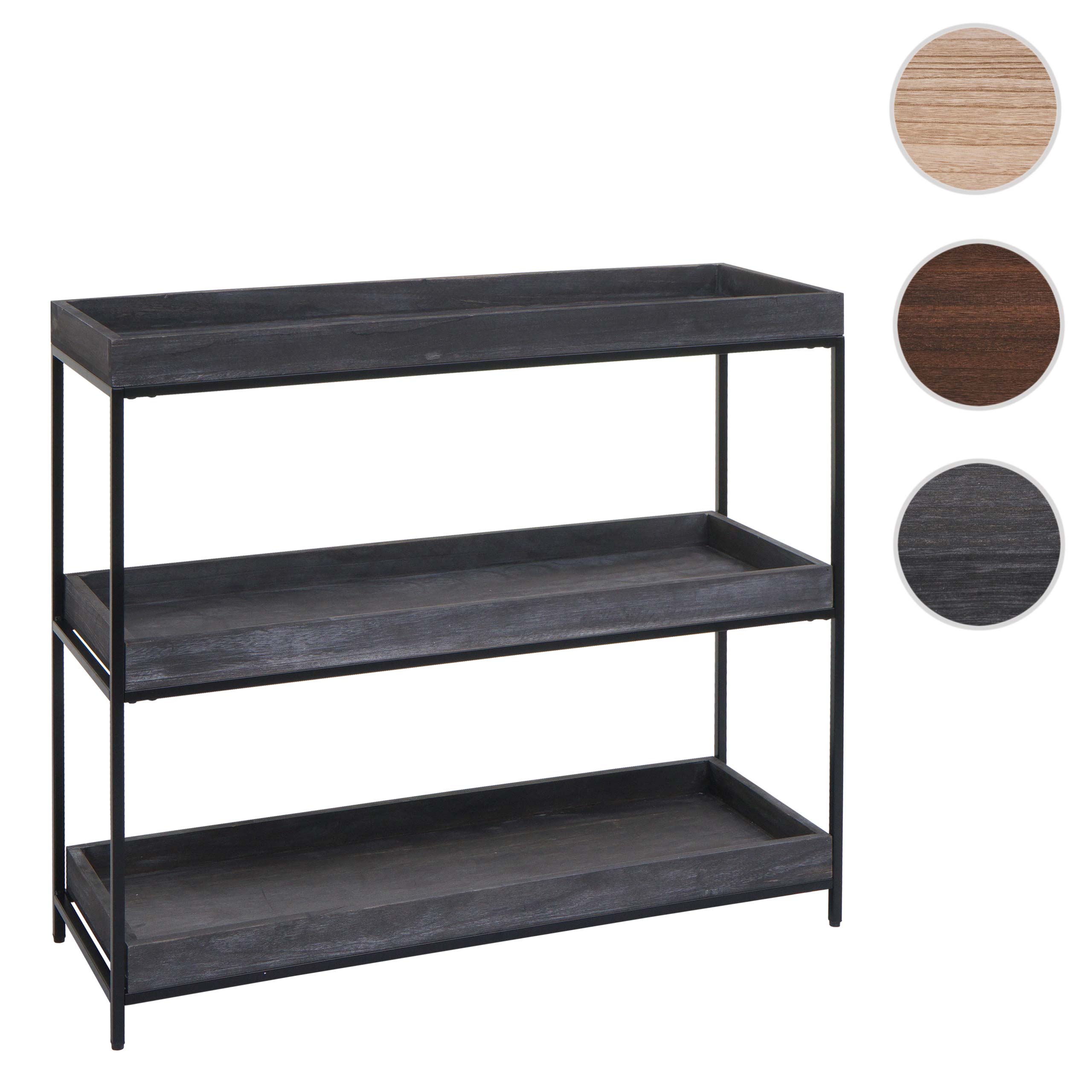 Regal MCW-K71, Standregal Pflanzregal Bücherregal, Holz Metall 3 Ablagen 90x100x35cm ~ dunkelgrau