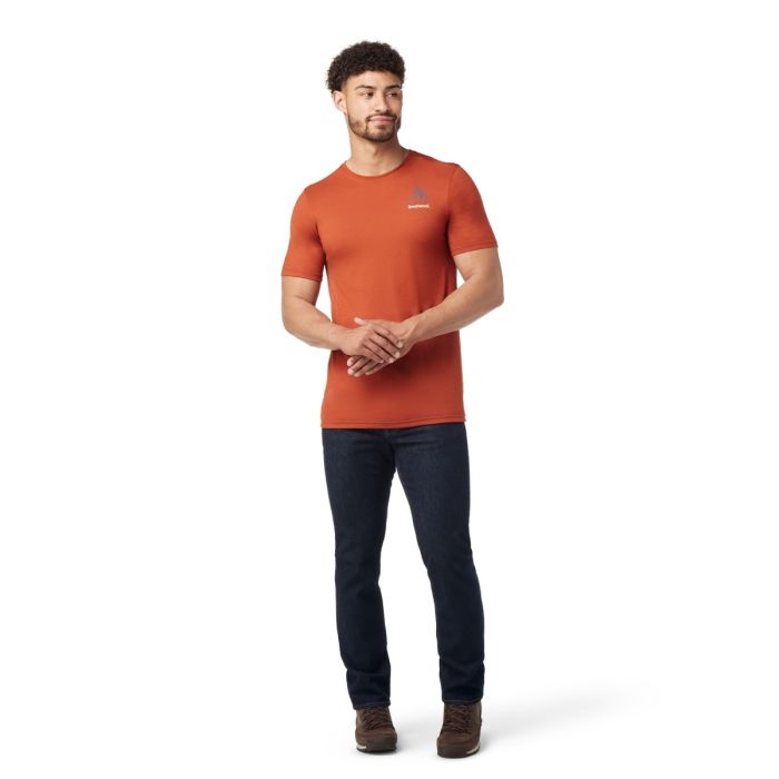 Smartwool Herre T-shirts Wilderness Summit Short Sleeve Graphic Tee Slim Fit Orange