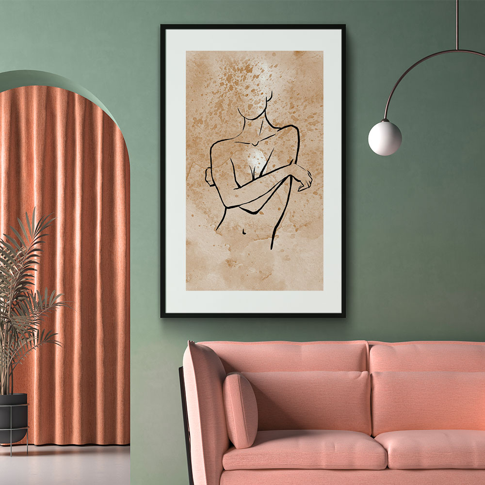 Walljar poster ingelijst - Feminine Line Art Poster ingelijst - 50 x 70 cm