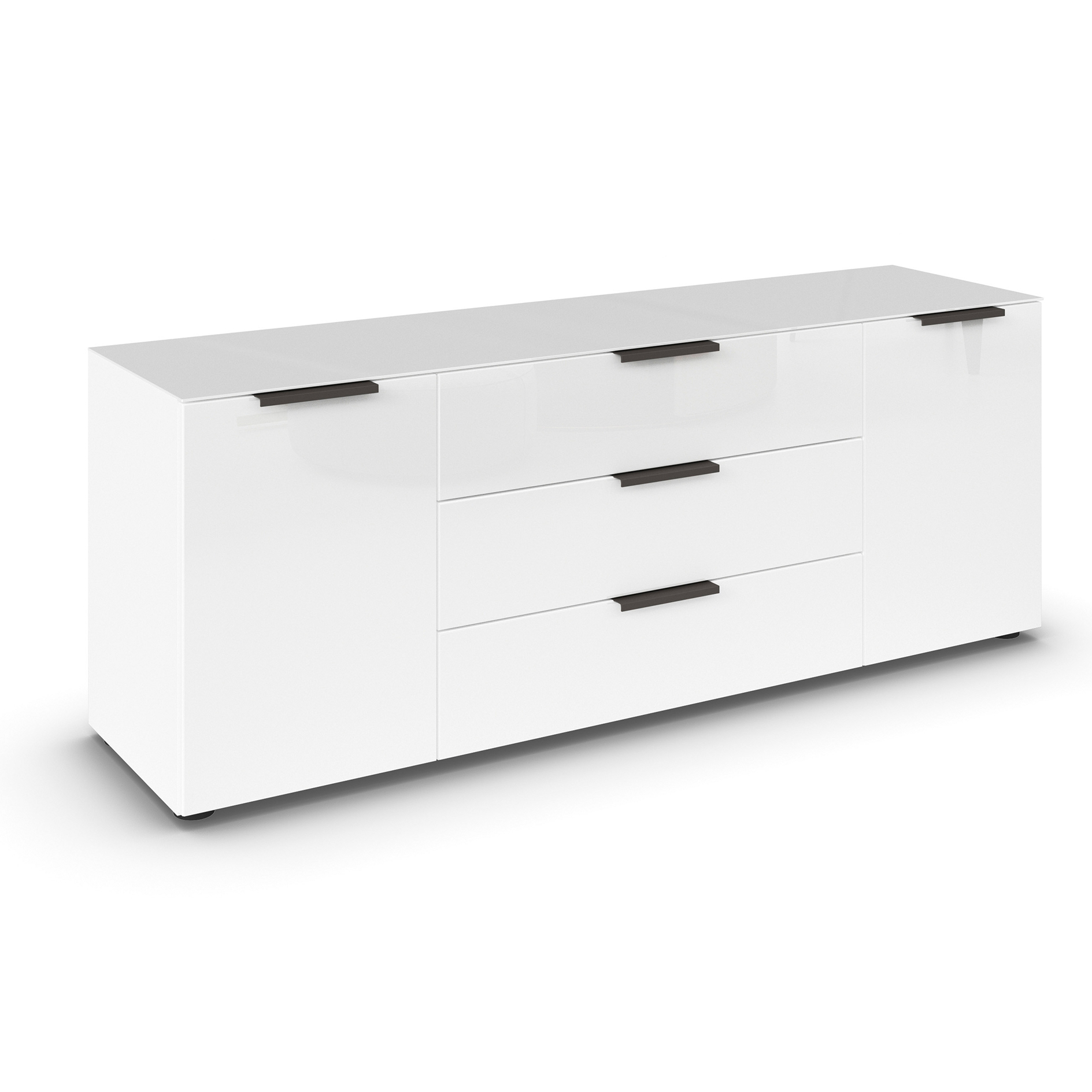 Lowboard - Alpinweiß - Glasfront - 160 cm
