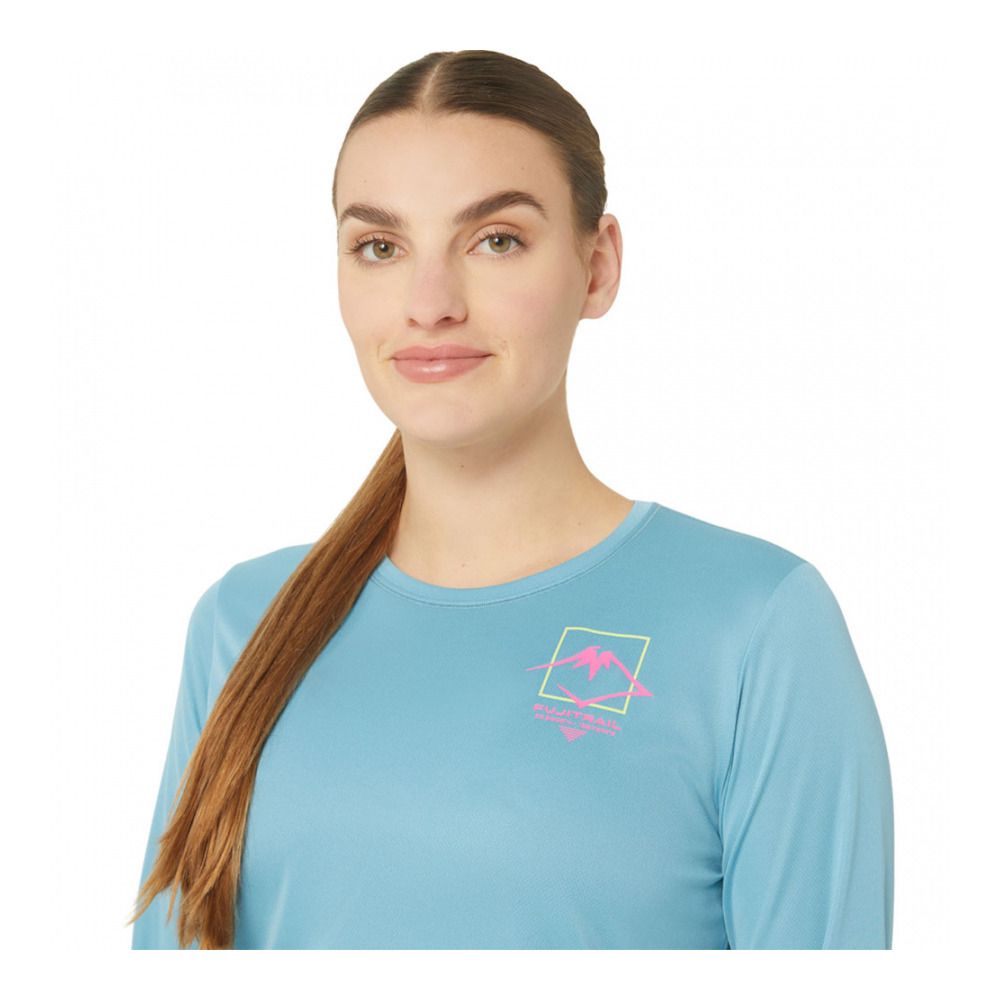 Asics FUJITRAIL LOGO - Tee-shirt Femme gris blue