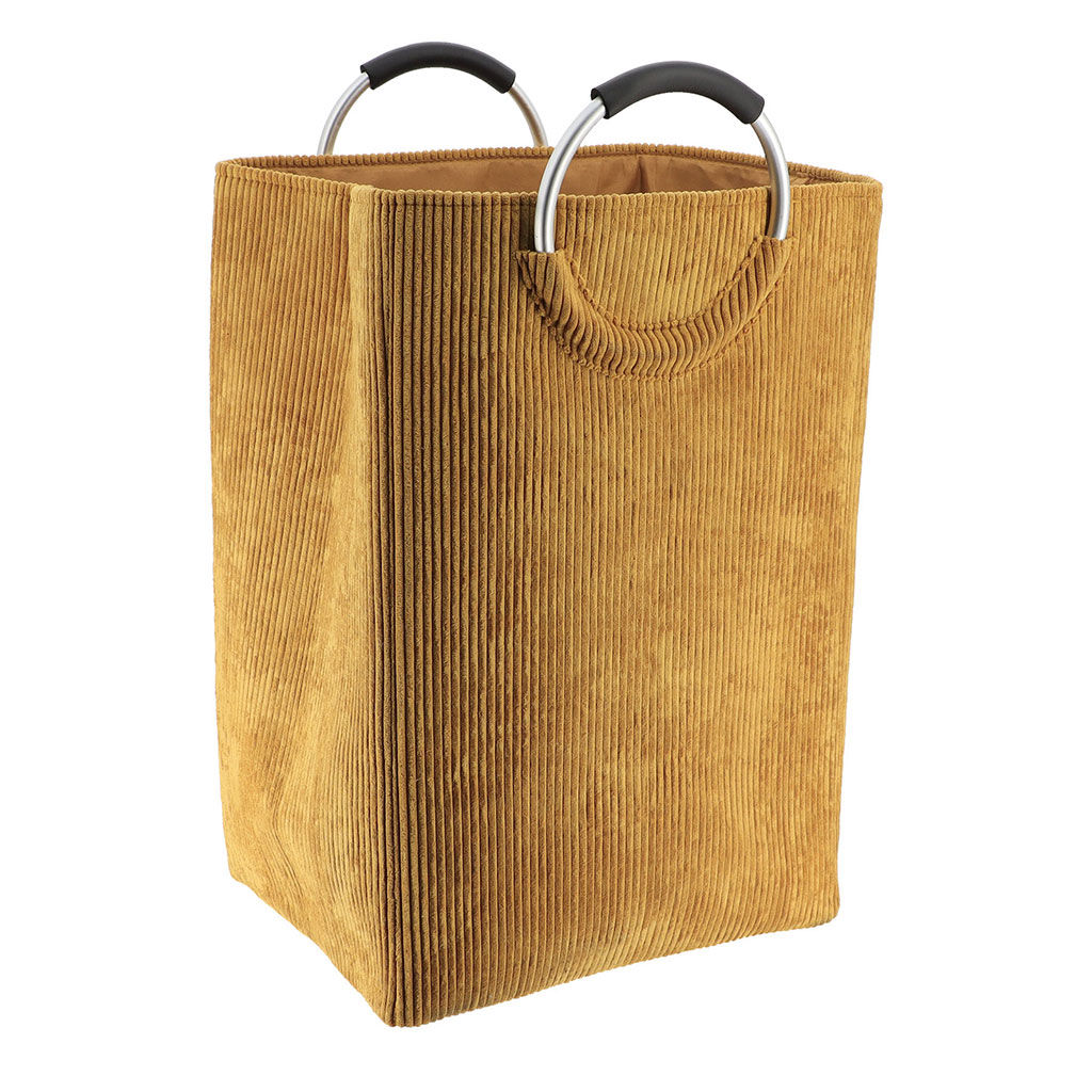 Panier à linge pliable moutarde velours 36x63x30cm