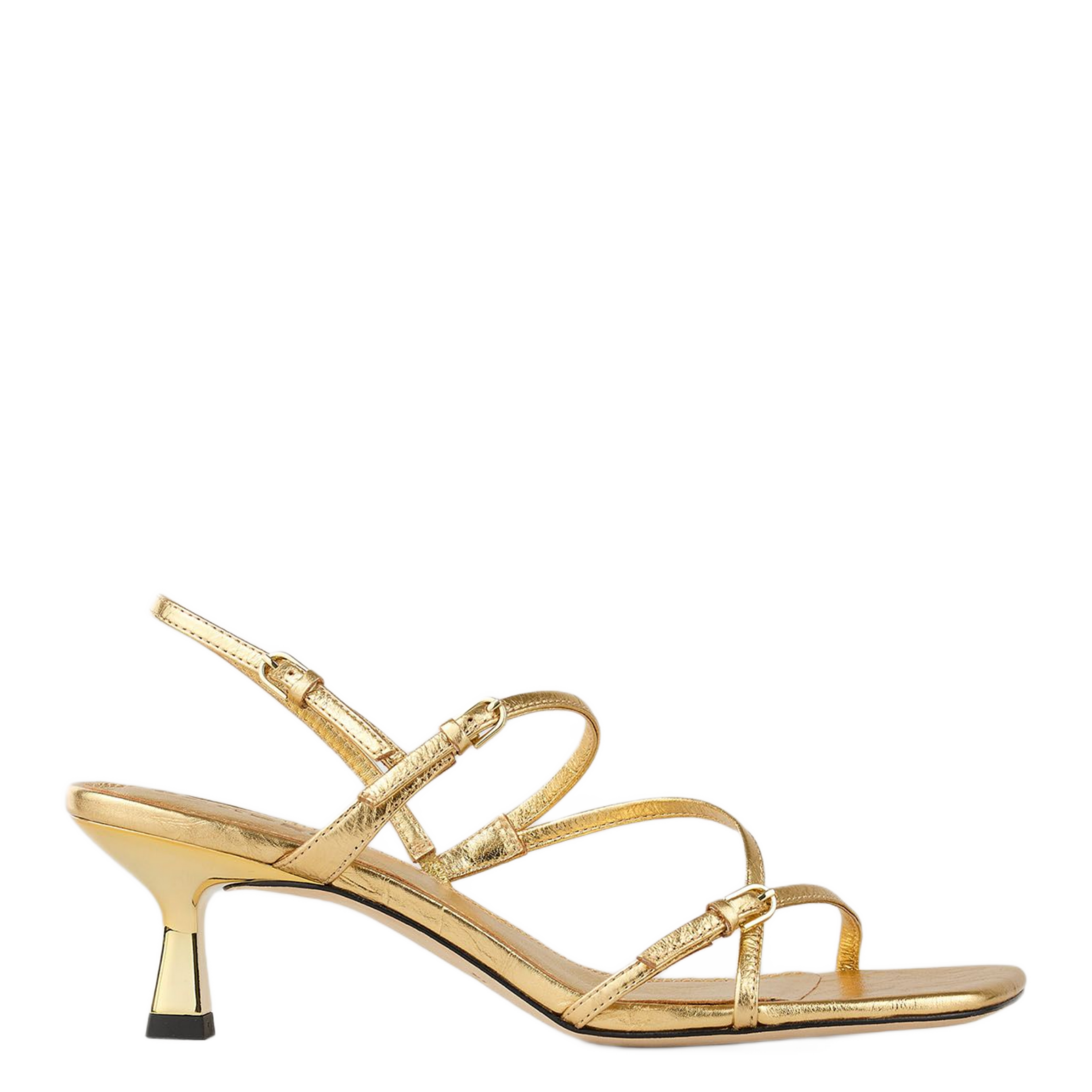 Sandales à brides en cuir | Doré