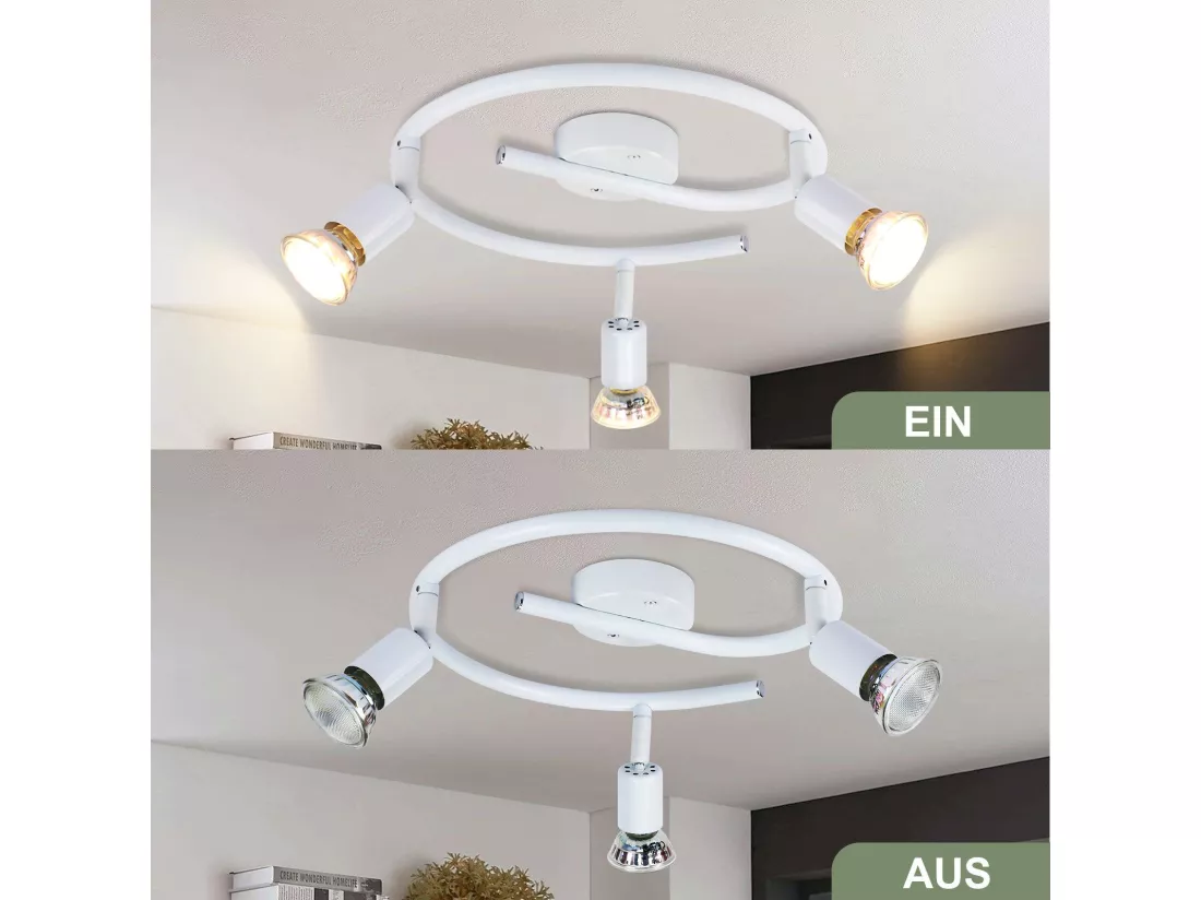 NETTLIFE Spot de plafond LED orientable GU10 3 spots de plafond flamme salon industriel