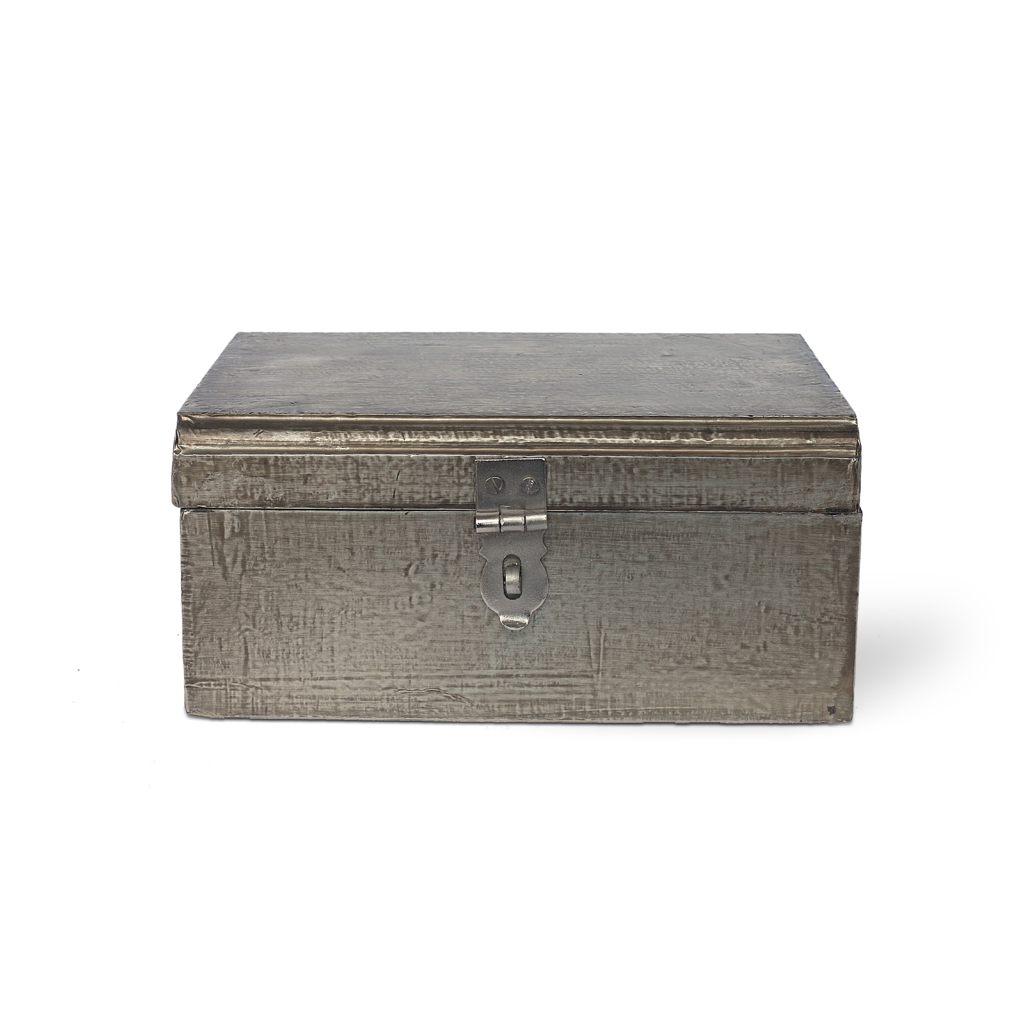 Metallbeschlagene Holzschatulle, silber, L 12 cm, B 18 cm, H 8 cm von fischer's lagerhaus