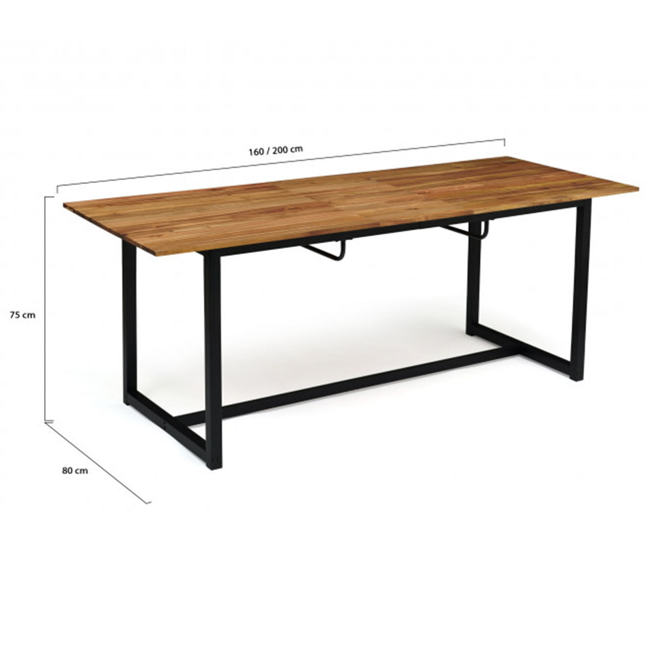 Pratik Garden Table extensible  noir/bois - 160/200x80x75 cm