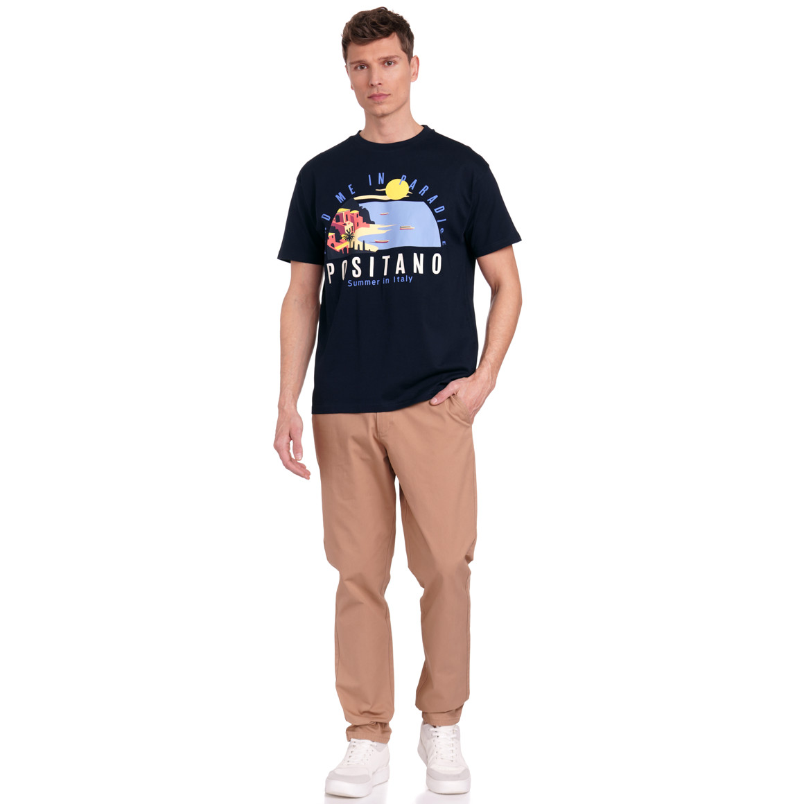 Jonas Nielsen Herren T-Shirt mit großem Print dunkelblau
