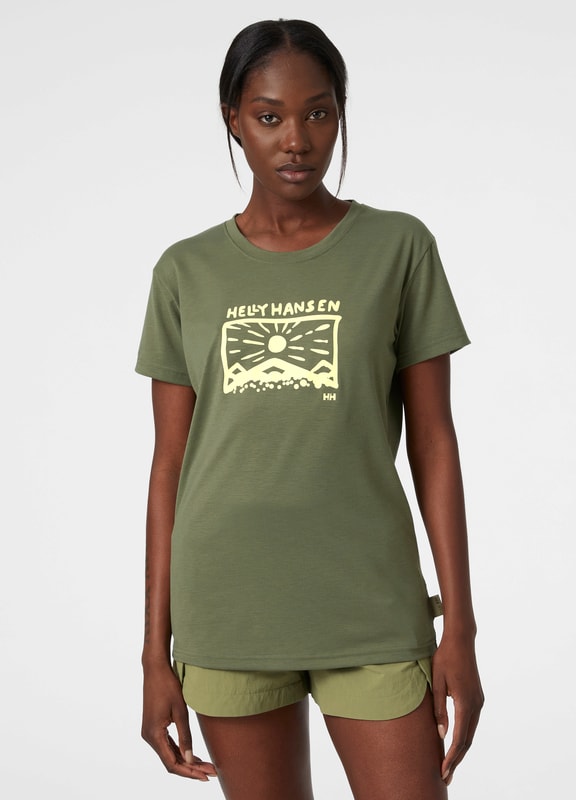 Helly Hansen Skog Recycled Graphic t-shirt, dame<br>Solbeskyttende UV-faktor 40+