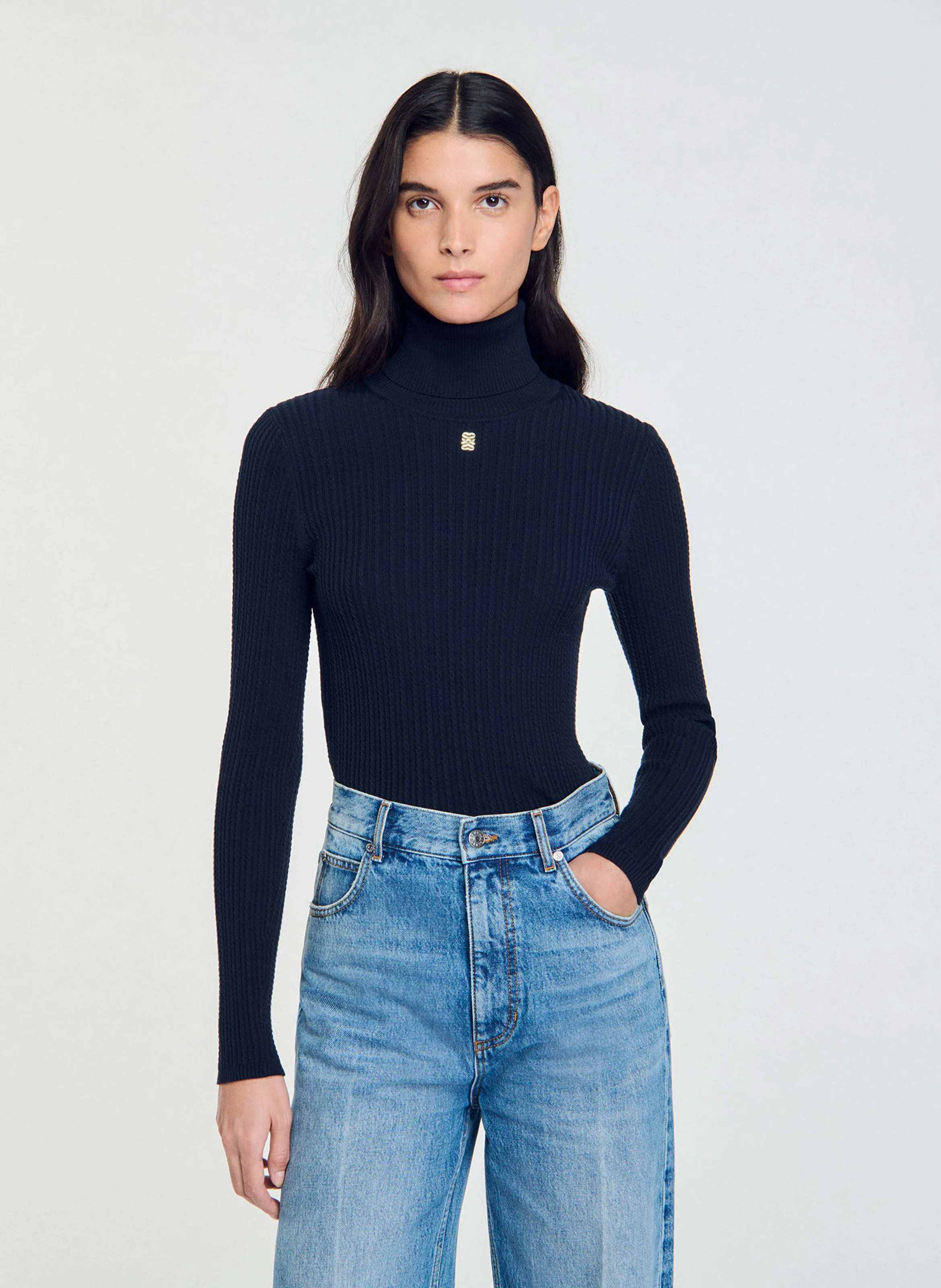 Pull col roulé| Bleu