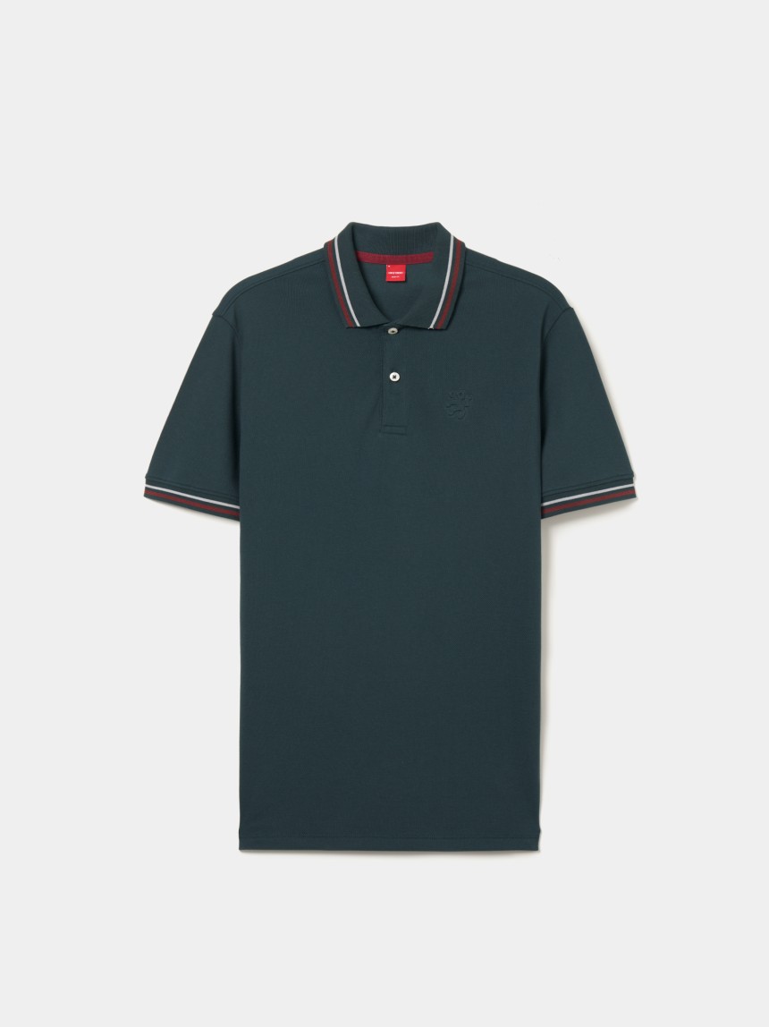 Polo piqué slim fit com riscas