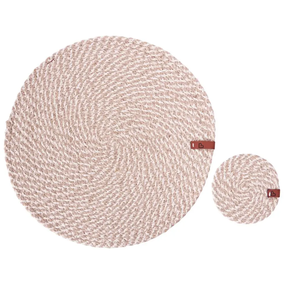 PIPTURUS - Set van 12 placemats en onderzetters - Natuurlijk - Jute