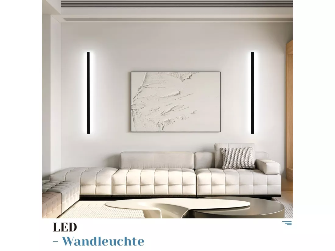 NETTLIFE Ensemble de 2 appliques muralesd'intérieur noir 100 CM éclairage mural moderne couloir 32 W