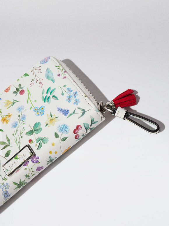 Carteira com estampa floral - Vermelha