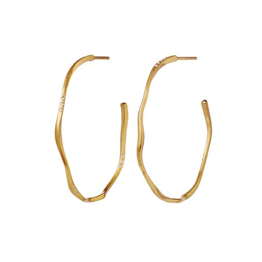 Maanesten Echo Grande Øreringe, Gold Plated/White Zirkoner