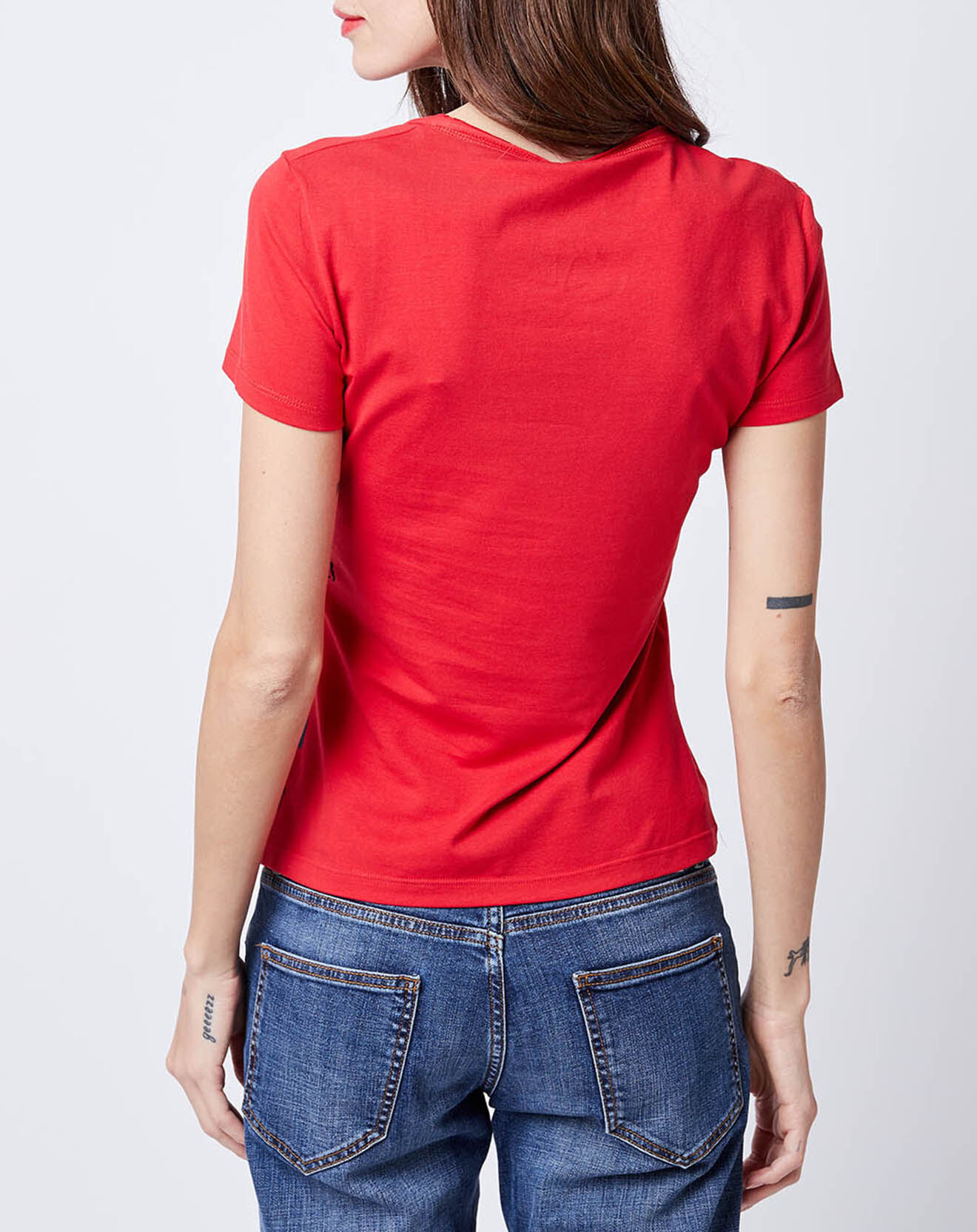 John Galliano T-Shirt imprimé rouge/bleu/noir