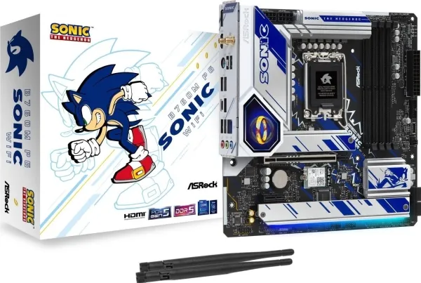 ASRock B760M PG Sonic WiFi - Bundkort - micro ATX - LGA1700 sokkel - B760 Chipset - USB-C 3.2 Gen2, USB 3.2 Gen 2, USB 3.2 Gen 1 - 2.5 Gigabit LAN, Wi-Fi 6E, Bluetooth - onboard grafik (CPU påkrævet) - HD Audio (8-kanaler)