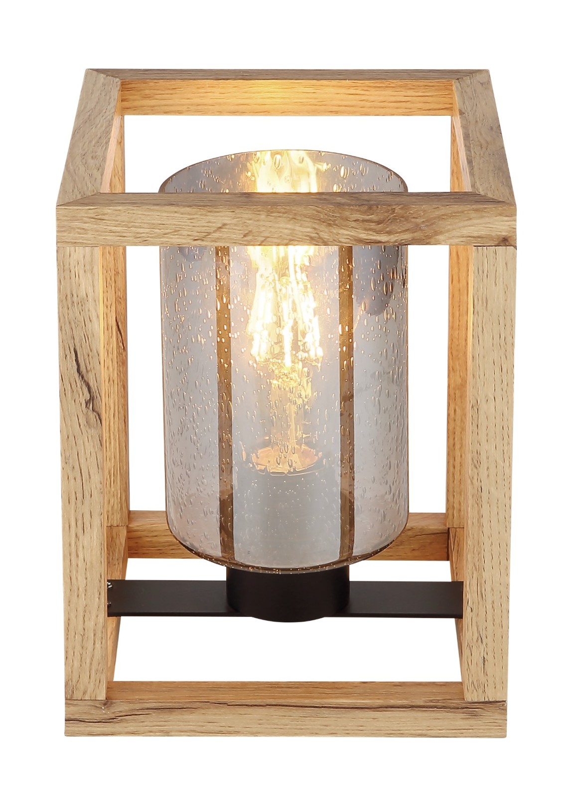Tischleuchte - holzfarben-rauchfarben - 22 cm hoch