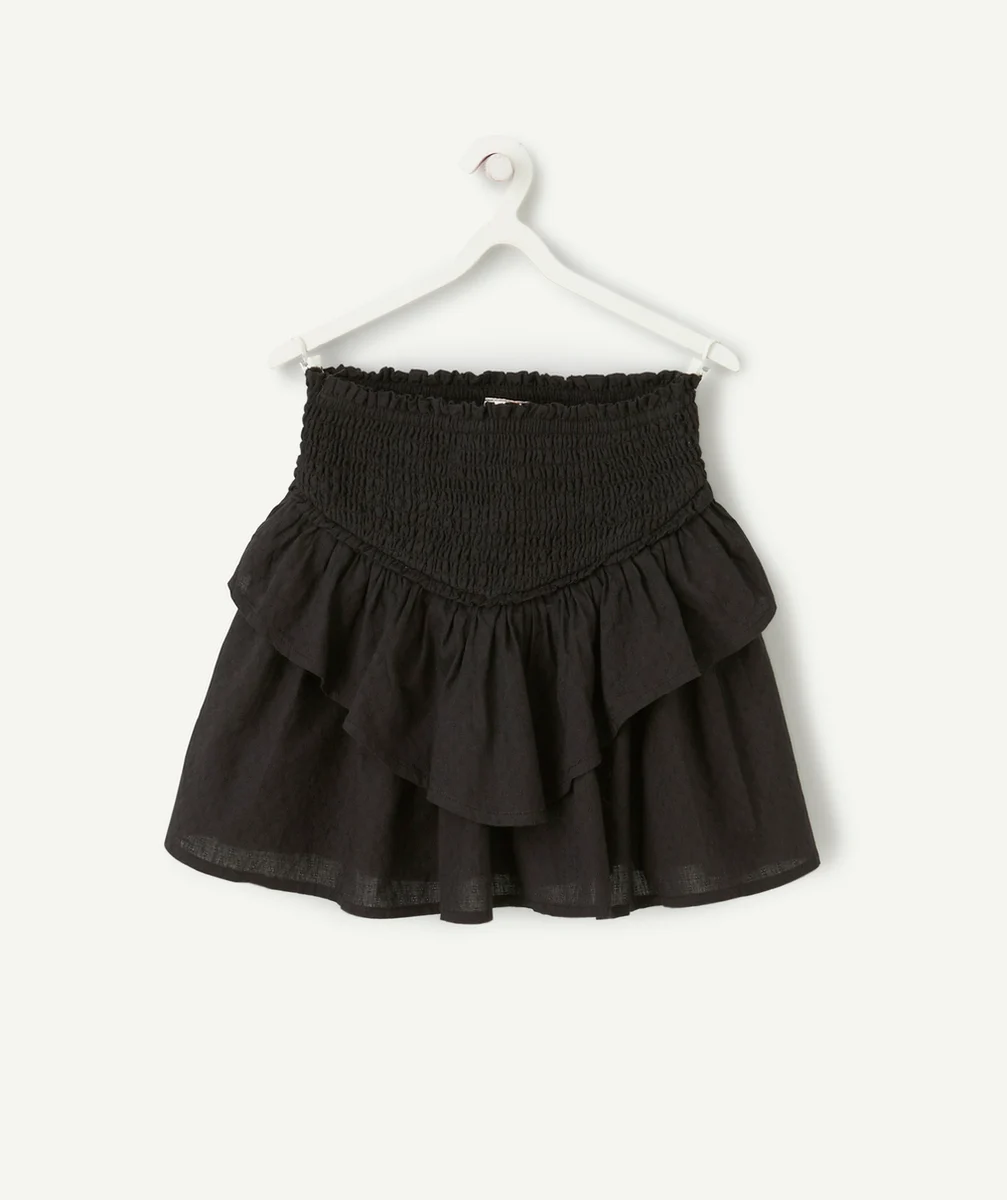 JUPE ÉLASTIQUÉE FILLE NOIRE À VOLANTS