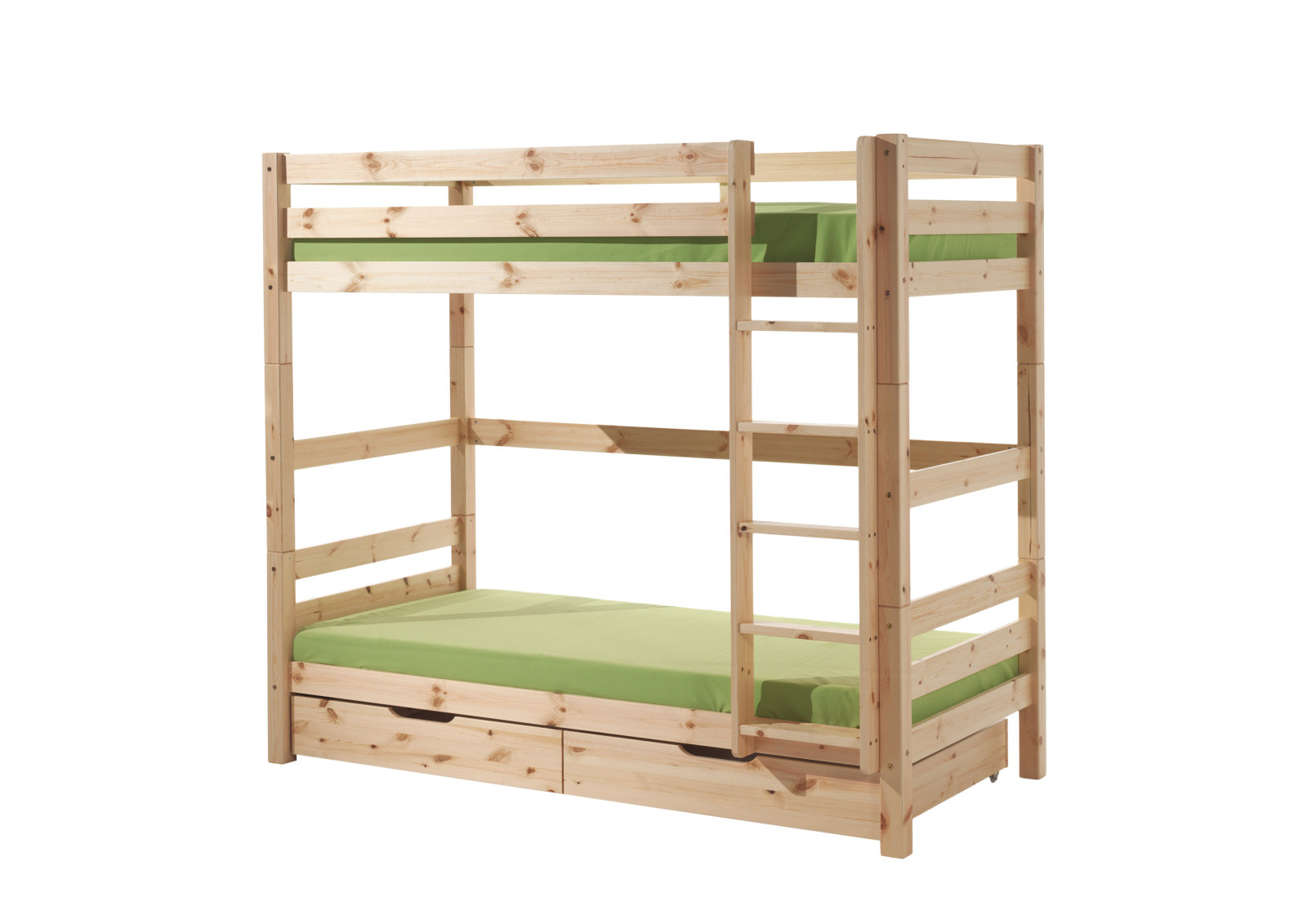 Etagenbett PINO - natur - Kiefer massiv - mit Schubkästen - 90x200 cm