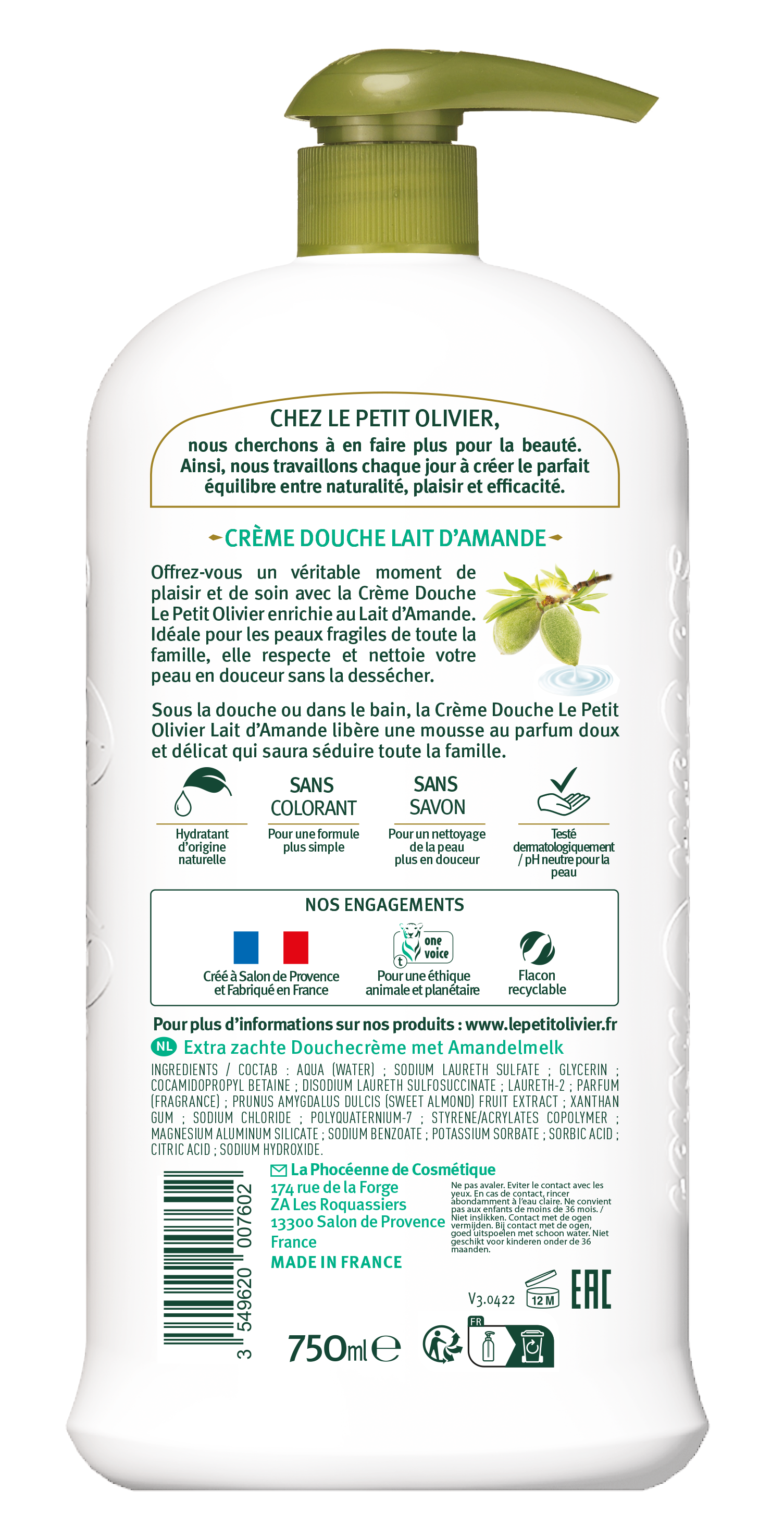 LE PETIT OLIVIER Duschcreme<br>750 ml, Flasche, Mandelmilch Hypoallergen