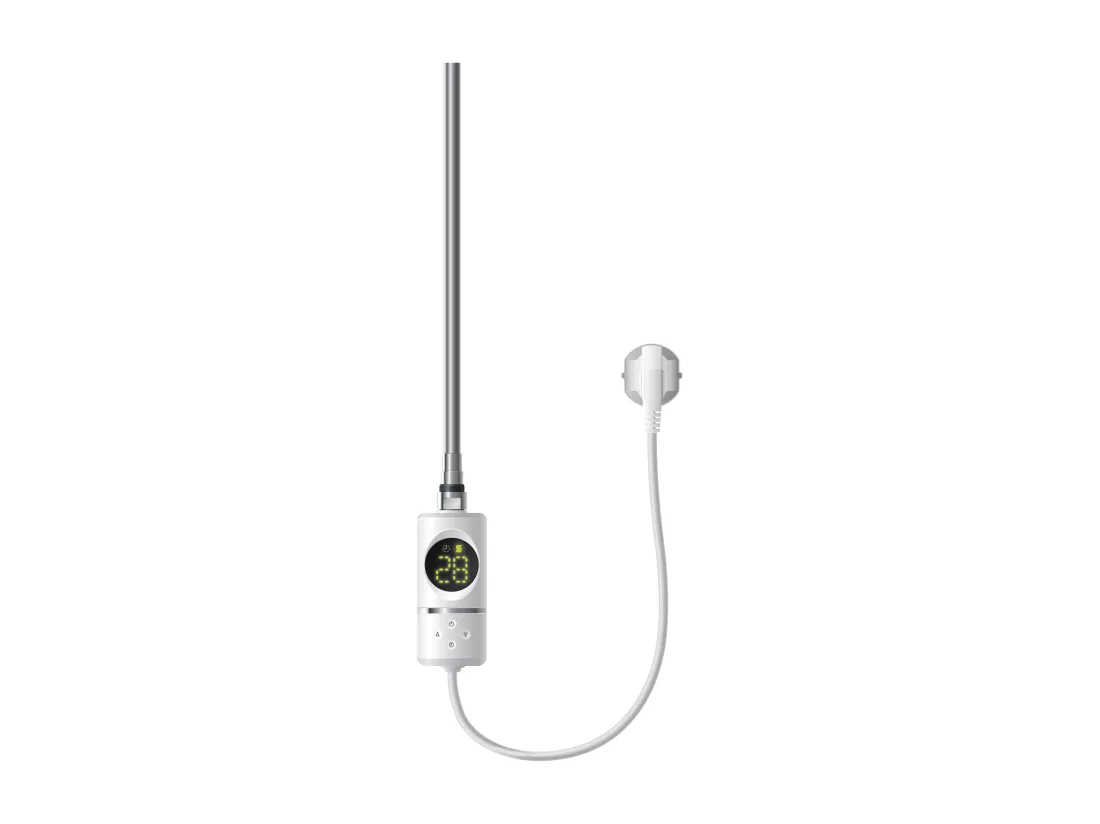 LuxeBath Radiateur Électrique de Salle de Bain Sahara 300x800 mm Blanc Raccord Latéral Droit Elément Chauffant 600W