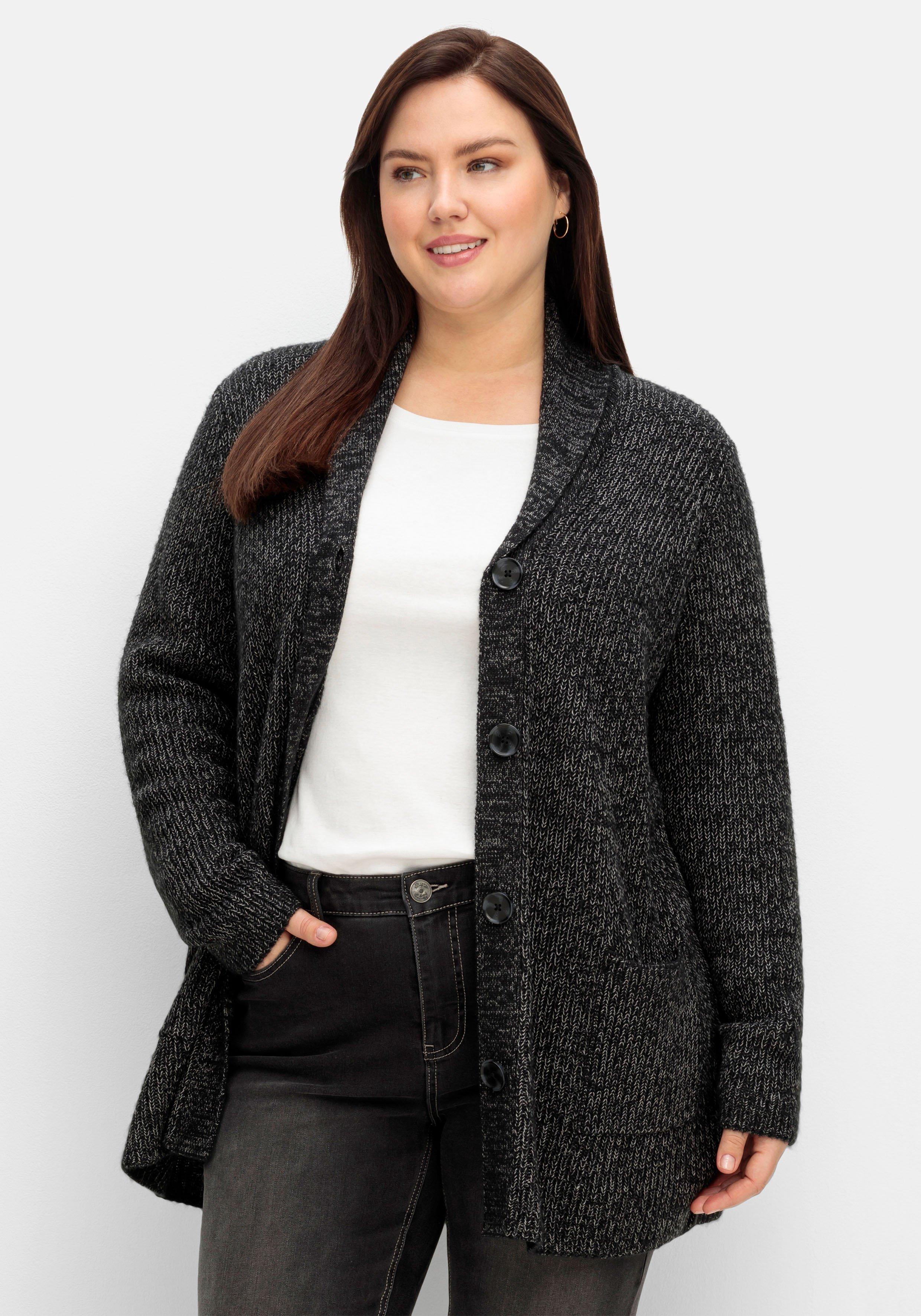 Strickjacke im Patentstrick, mit Schalkragen