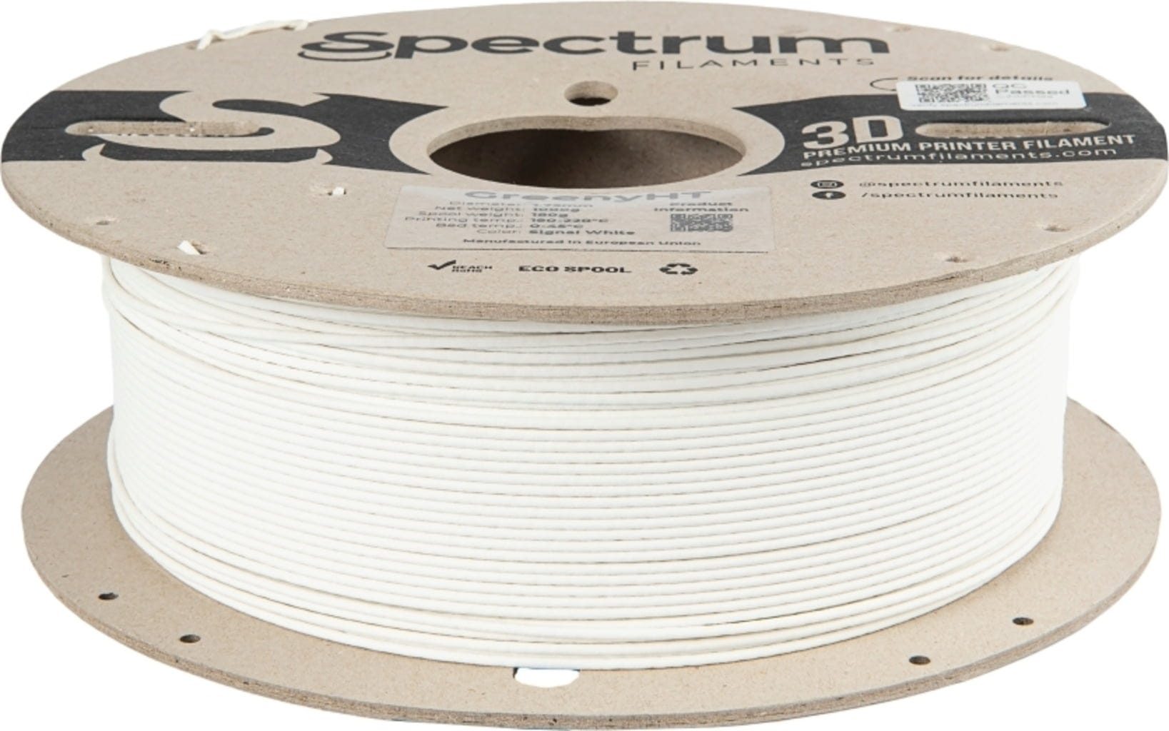 Spectrum  GreenyHT Signal White, 1,75 mm / 1000 g    Filament mit sehr guten thermischen & mechanischen Eigenschaften