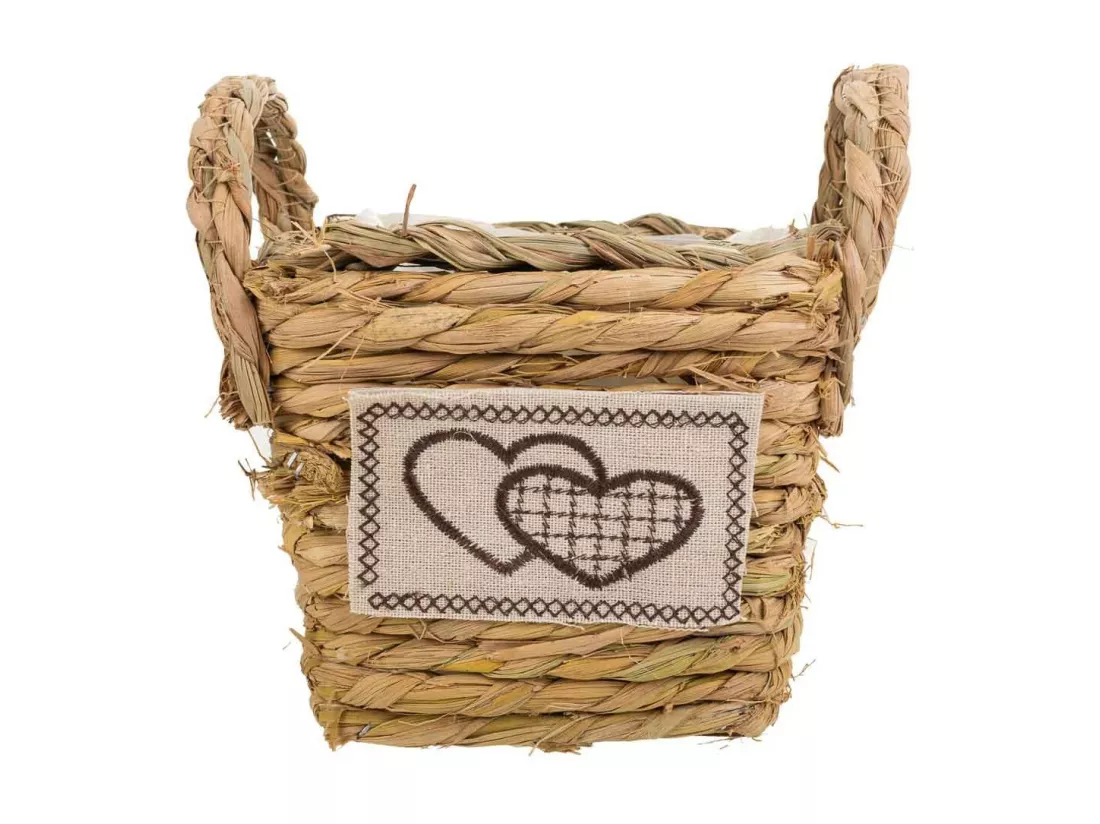 Panier en corde tressée marron 14x14x12h