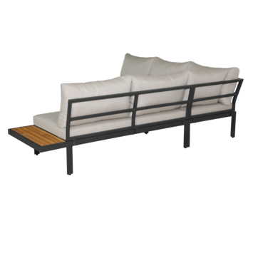 Japandi loungeset zwart metaal/teak 5-zits