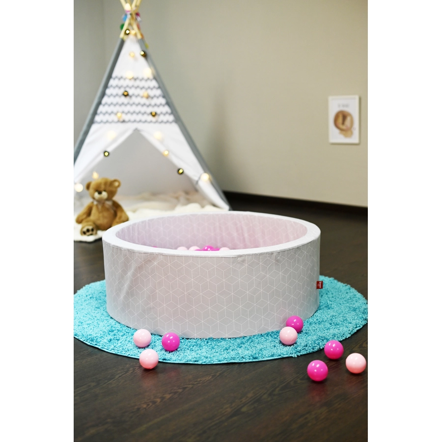 knorr toys® Bällebad soft - Geo cube grey - 300 balls soft pink grau