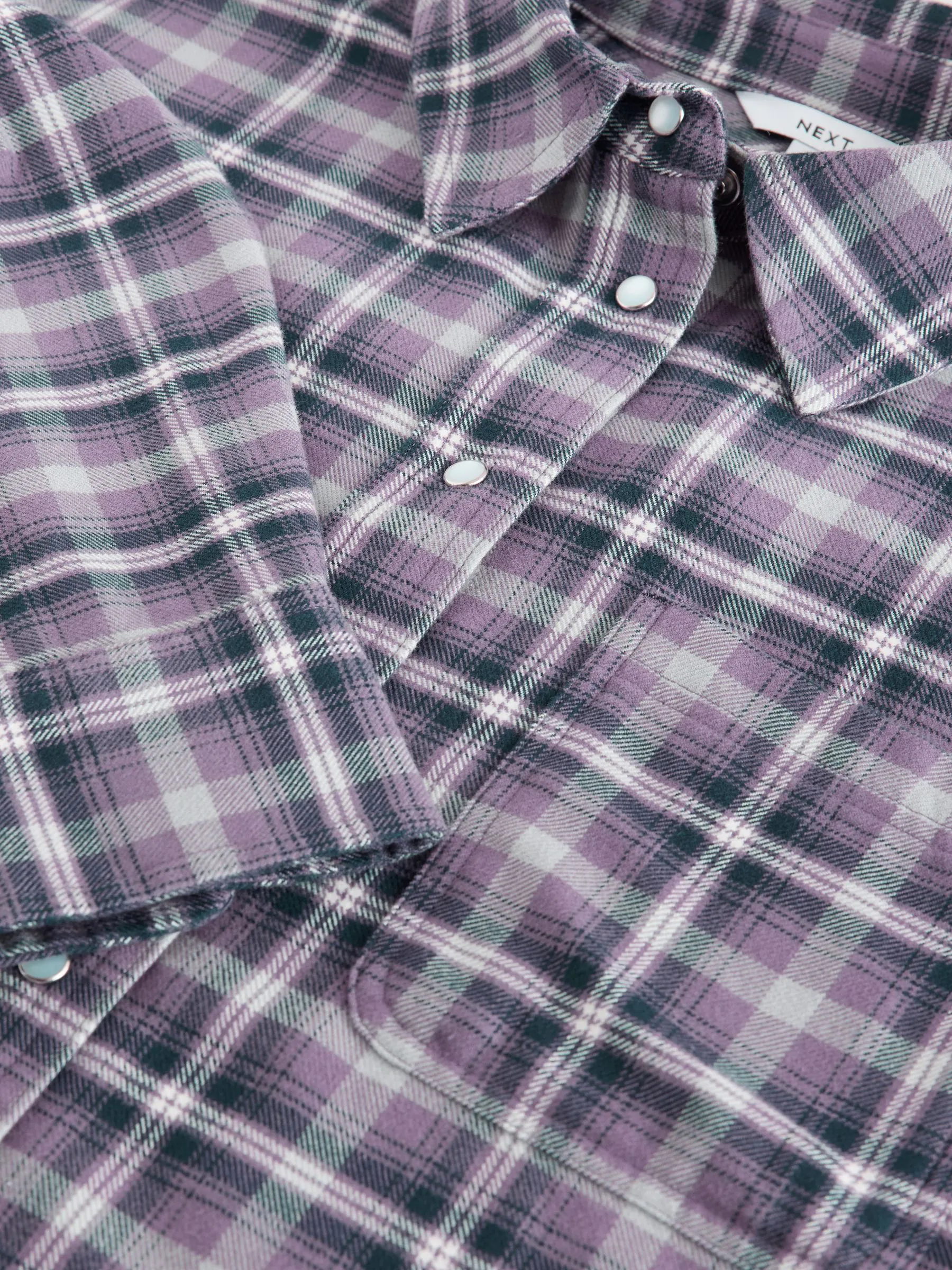 Lilapaars geruit - Long Sleeve Cropped Shirt