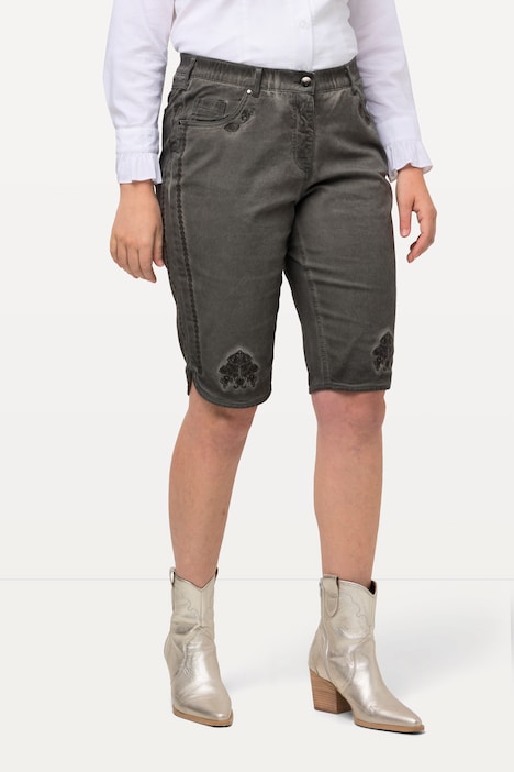 Trachten-Jeansbermuda Mandy, Used-Look, Stickerei