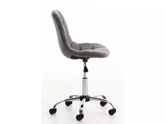 Chaise de bureau - Tissu & Métal chromé - Gris clair - Emil