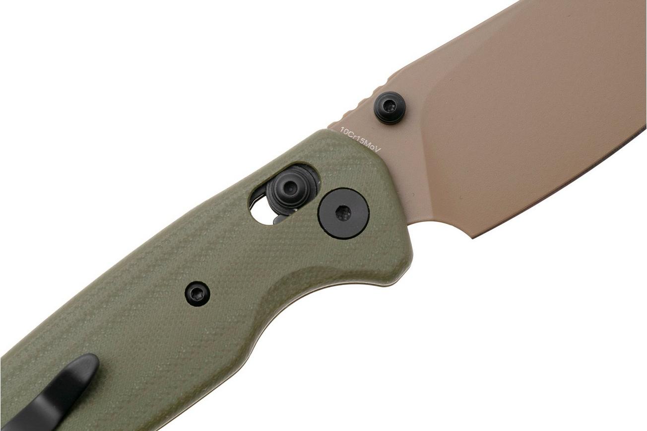 Bestechman Cicada's Wing BMK06C Brown Coated 10Cr15MoV, Green G10, zakmes