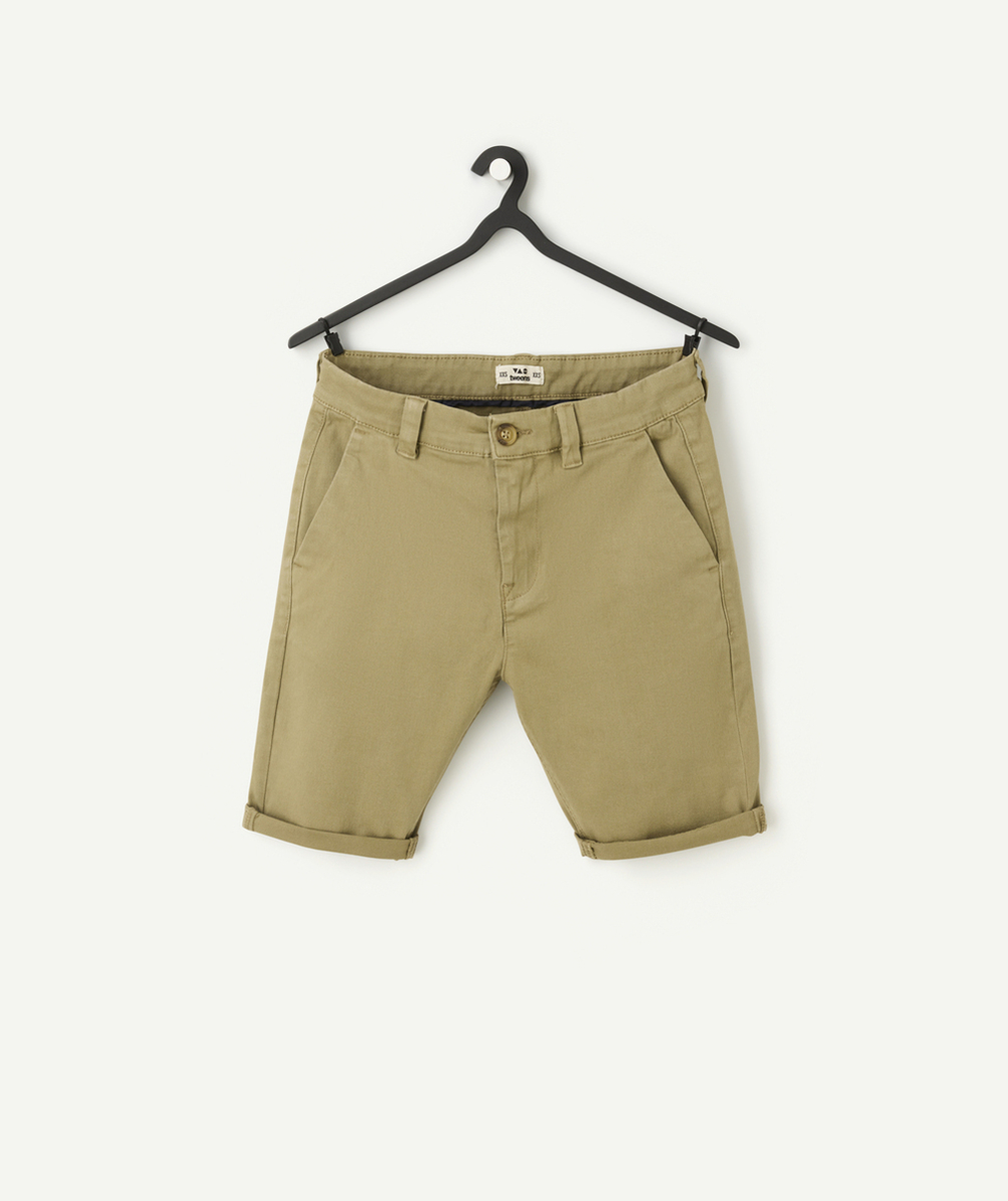bermuda garçon en fibres recyclées kaki
