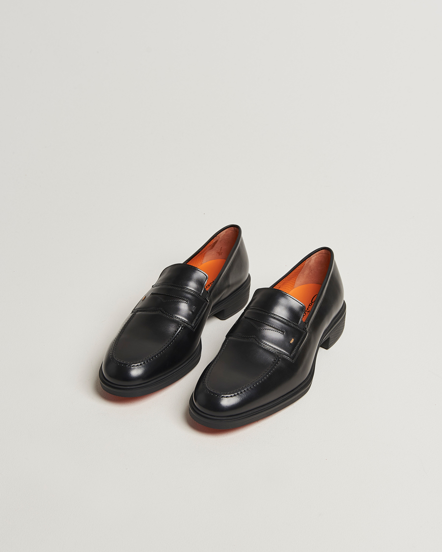 Santoni Easy Penny Loafer Black Calf