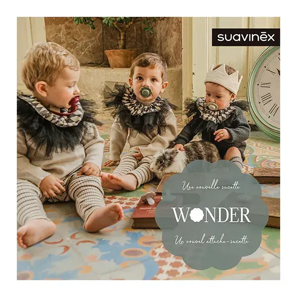 Suavinex, Wonder, Sucette réversible SXPRO 0/6mois Wonder - Whitecap gray