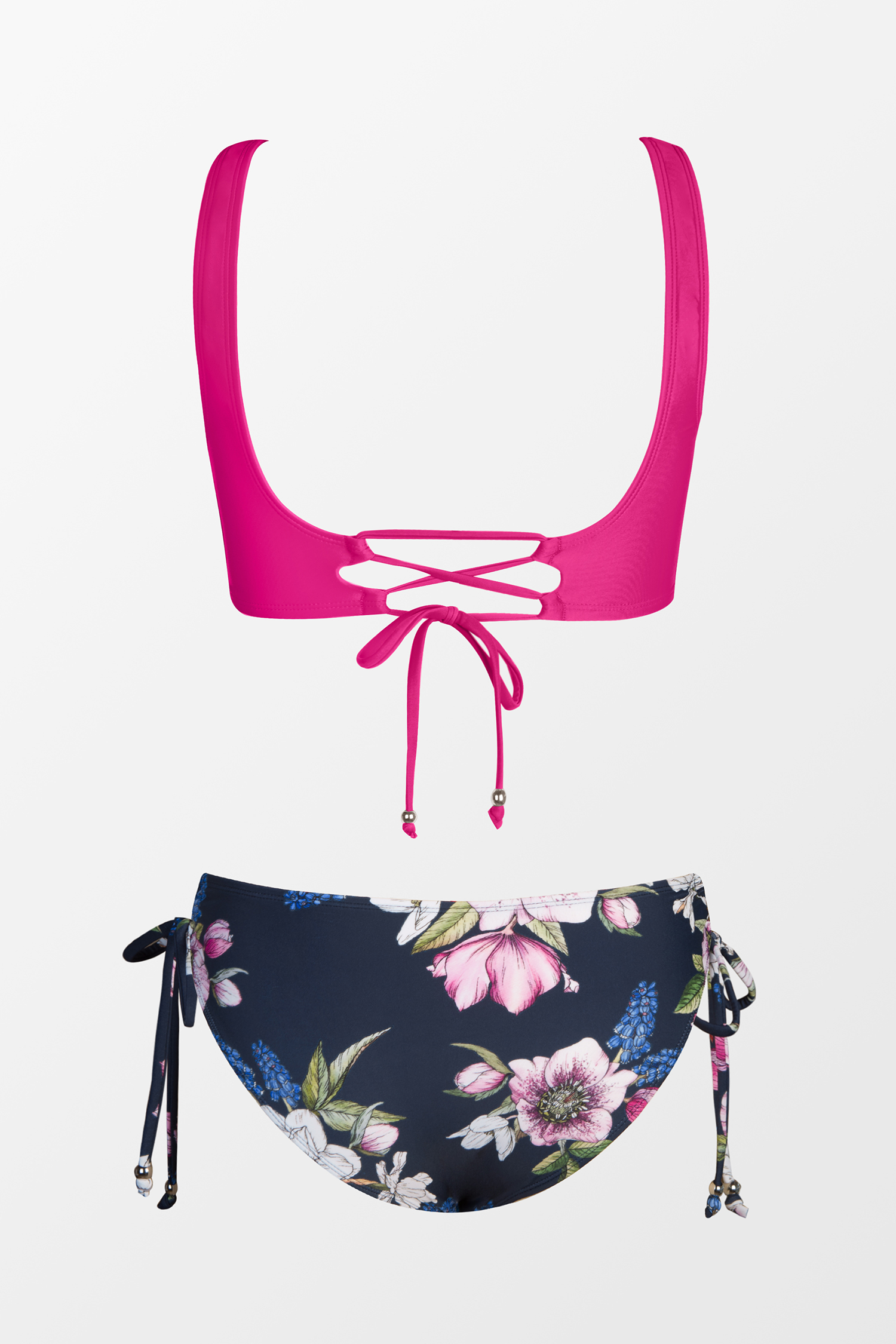 Bikini taille haute à emballage et dos à lacer