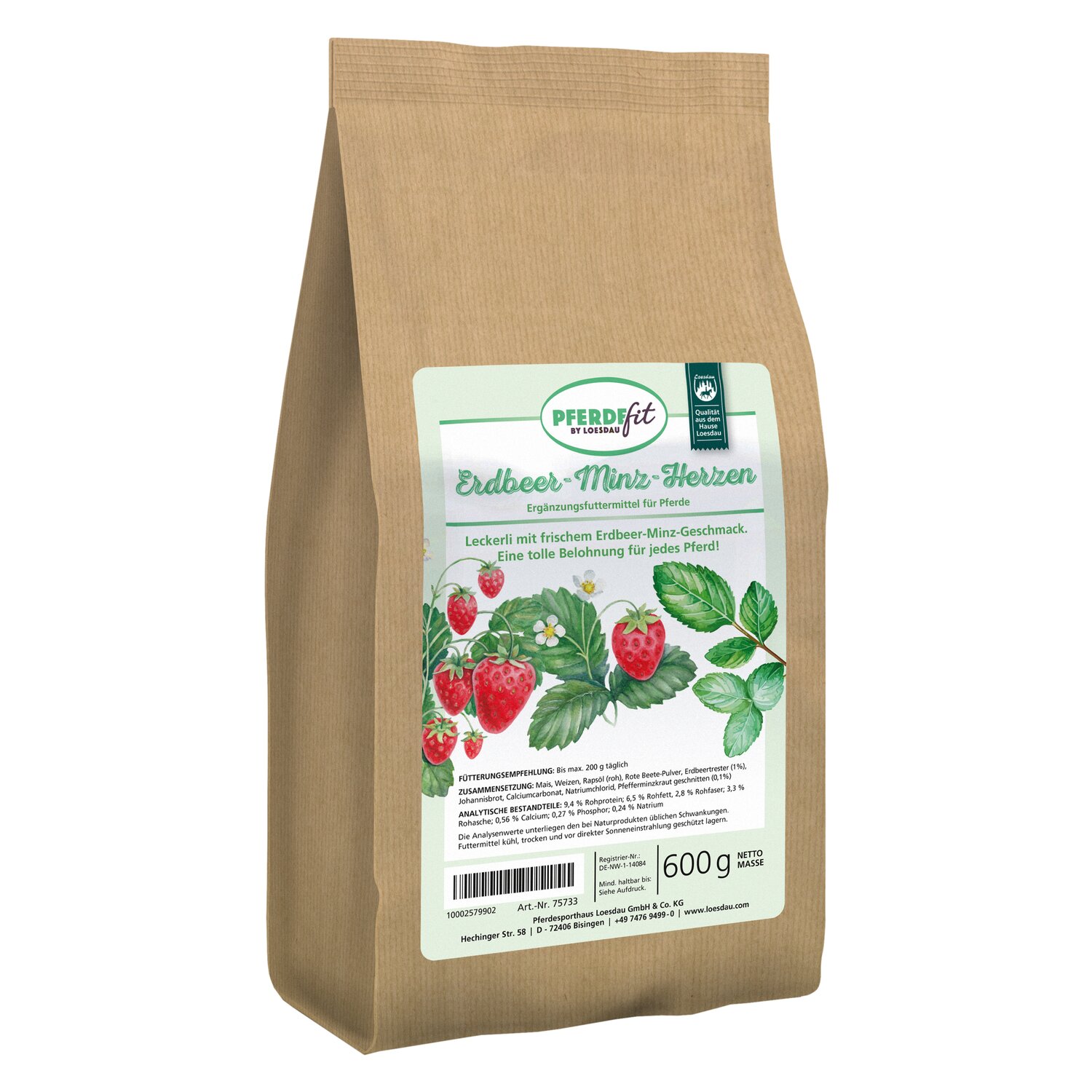 PFERDEfit by Loesdau Erdbeer-Minz-Herzen  - 600 g