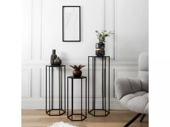RAZZA - Lot de 3 Sellettes Gigognes Métal Noir