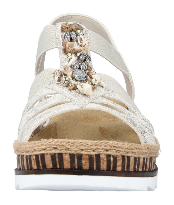Rieker Sandale  , Sommerschuh, Sandalette, Keilabsatz, im Metallic-Look