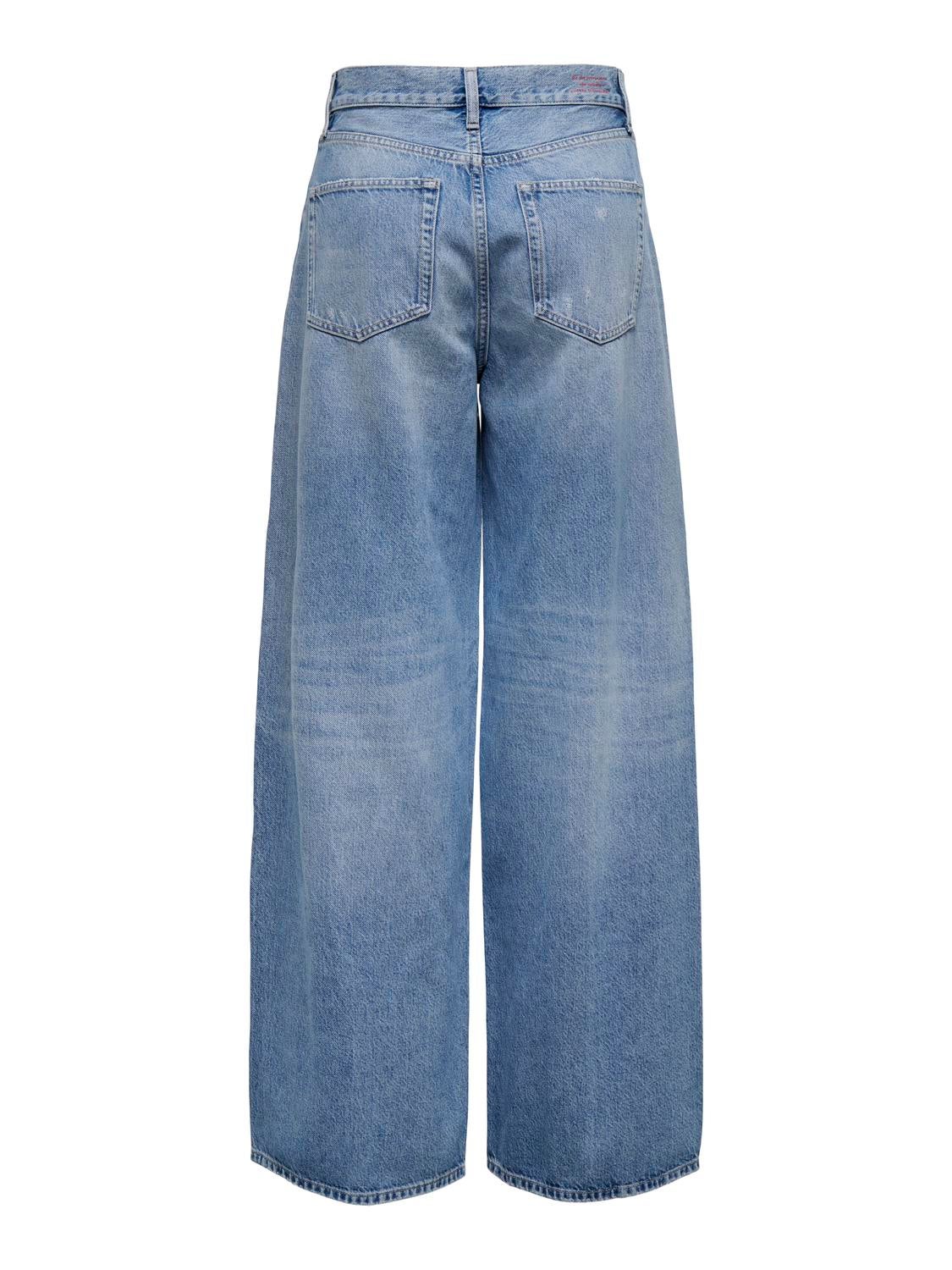 ONLSONIC Hohe Taille Weiter Beinschnitt Jeans Medium Blue Denim