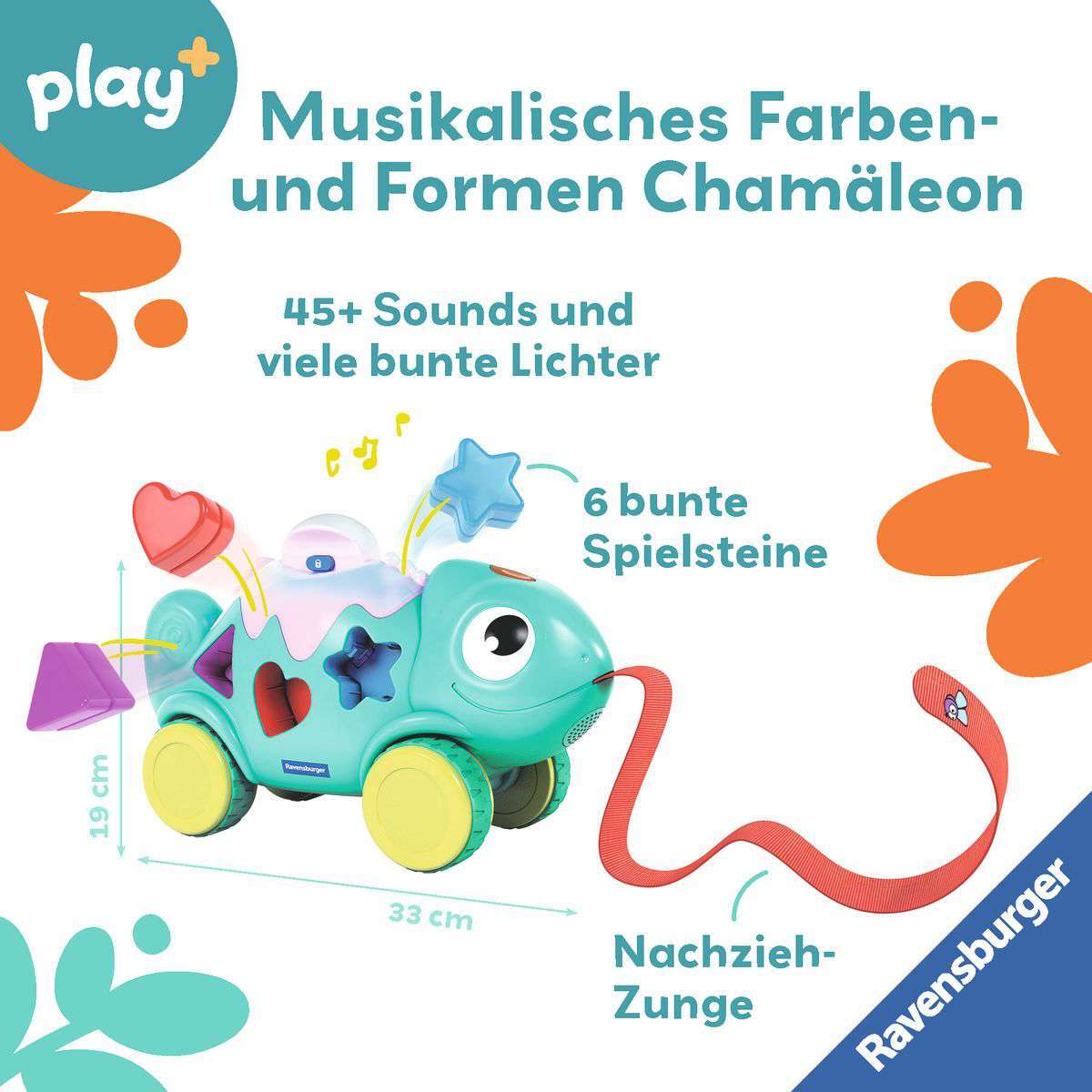 Ravensburger Spiel Play+ Musikalisches Farben & Formen Chamäleon